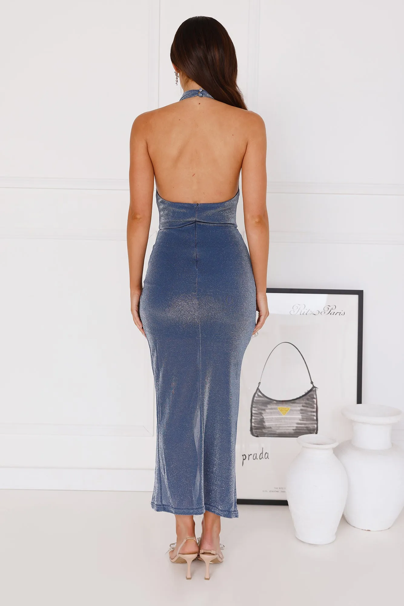 Stardust Dreams Halter Maxi Dress Navy sold by Hello Molly product image thumbnail 4