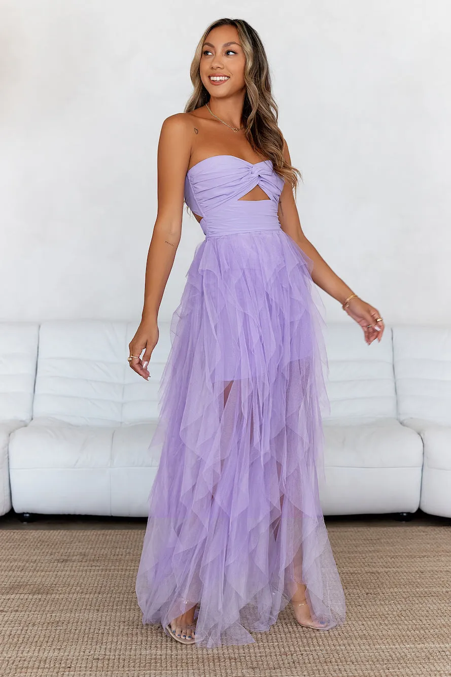 In Her Fairytale Tulle Strapless Maxi Dress Purple sold by Hello Molly product image thumbnail 4