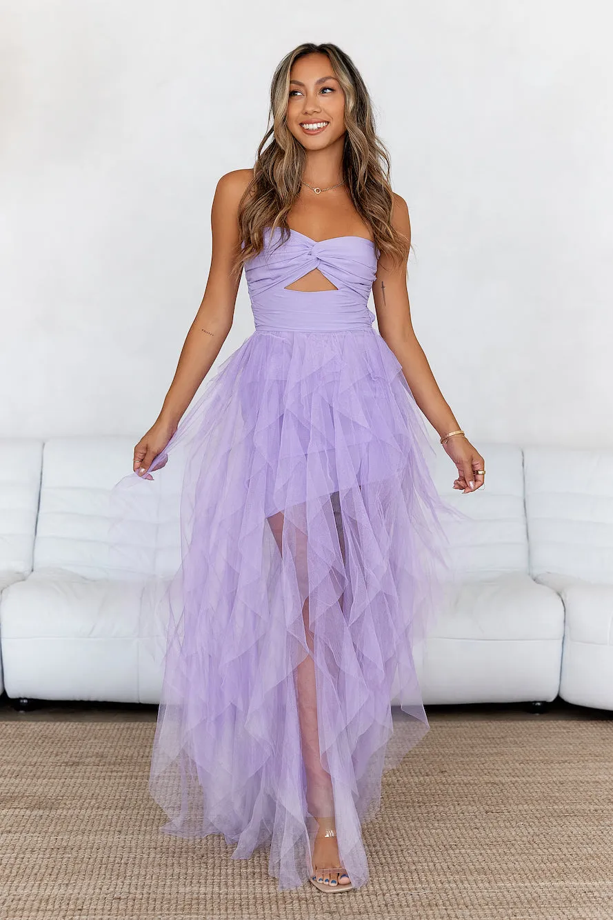 In Her Fairytale Tulle Strapless Maxi Dress Purple sold by Hello Molly