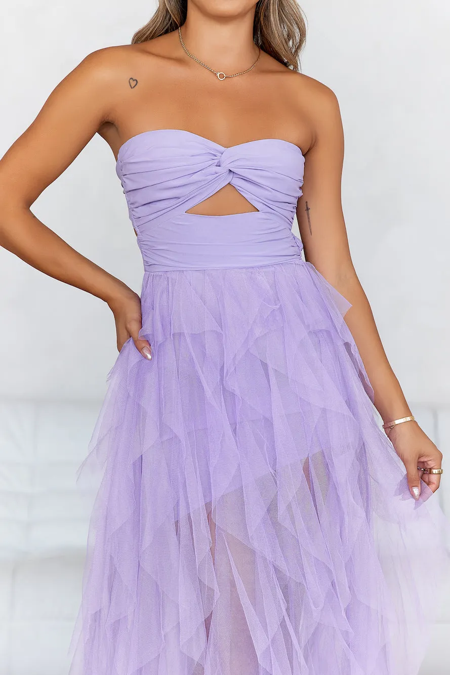 In Her Fairytale Tulle Strapless Maxi Dress Purple sold by Hello Molly product image thumbnail 3