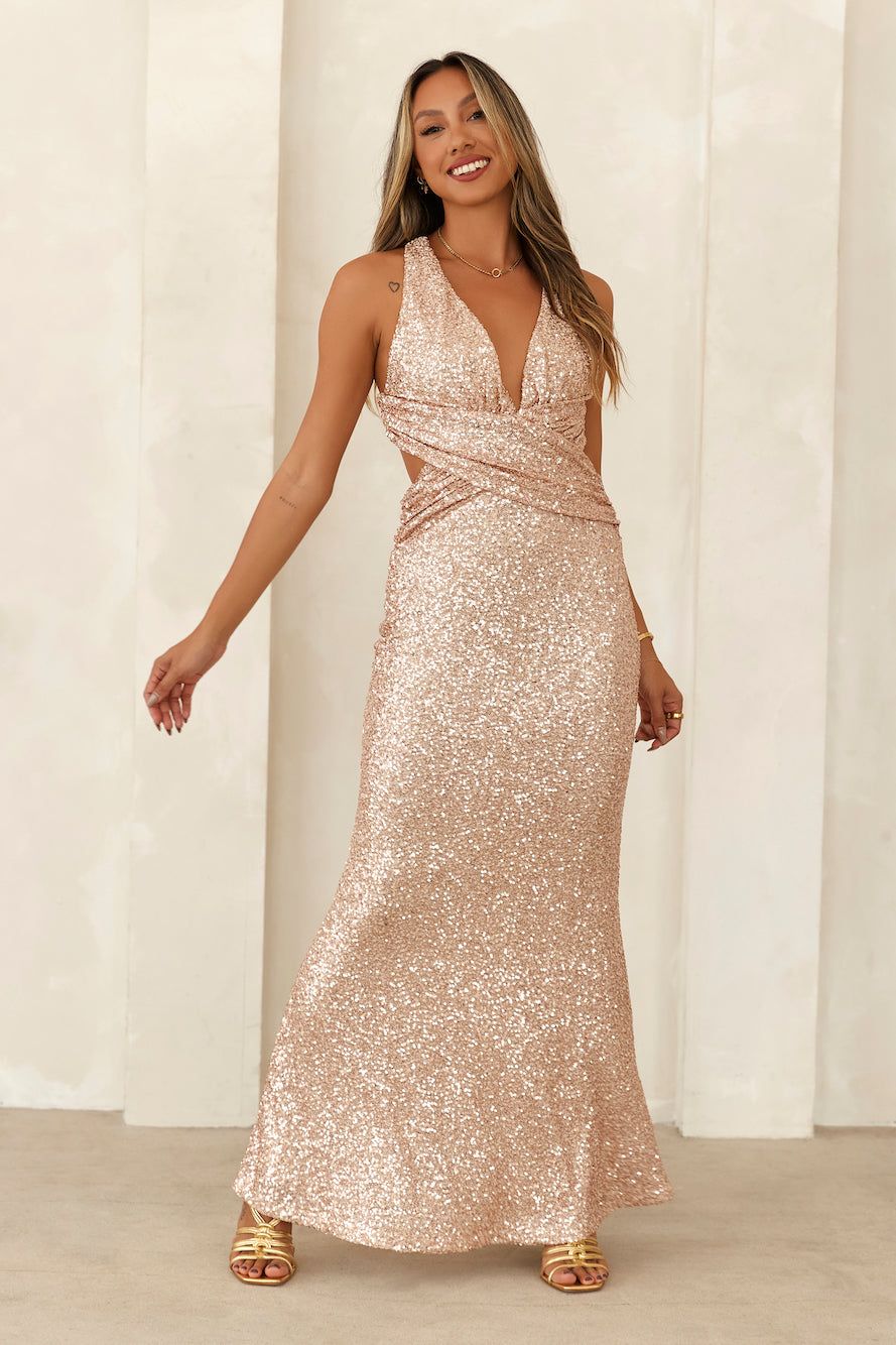 Event Of All Sequin Maxi Dress Rose Gold sold by Hello Molly product image thumbnail 3