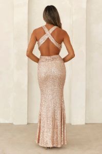 Event Of All Sequin Maxi Dress Rose Gold sold by Hello Molly