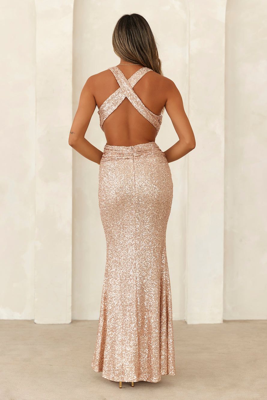 Event Of All Sequin Maxi Dress Rose Gold sold by Hello Molly product image thumbnail 5