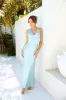 Socialite Events Halter Satin Maxi Dress Sage sold by Hello Molly