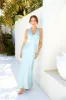 Socialite Events Halter Satin Maxi Dress Sage sold by Hello Molly