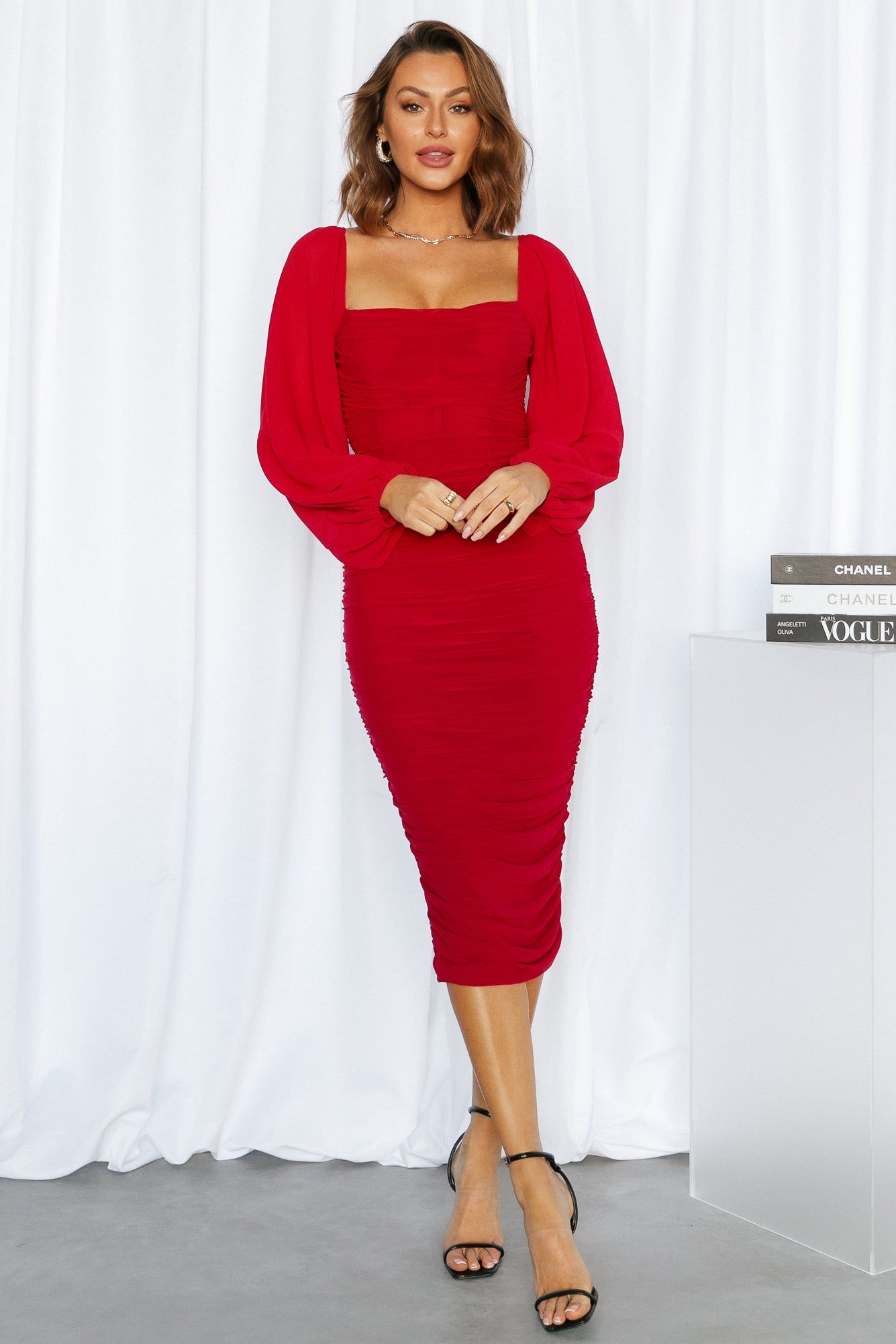 Brooklyn Love Midi Dress Red sold by Hello Molly