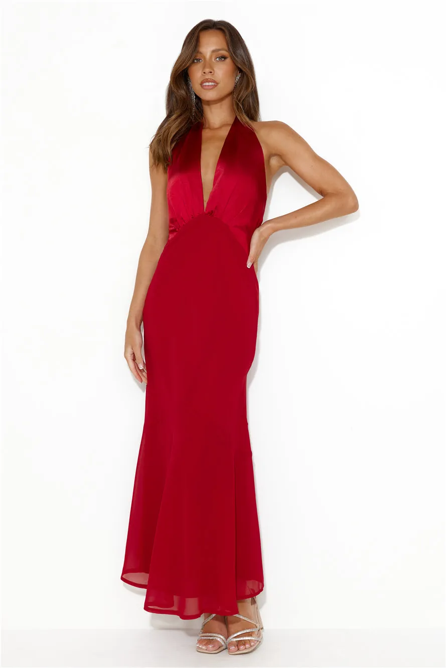 Allowing Luxury Halter Maxi Dress Red sold by Hello Molly