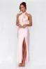 HELLO MOLLY The Adeline Halter Satin Maxi Dress Pink sold by Hello Molly