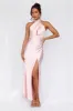 HELLO MOLLY The Adeline Halter Satin Maxi Dress Pink sold by Hello Molly