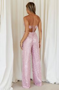 HELLO MOLLY Shimmer Life Sequin Pants Light Pink sold by Hello Molly