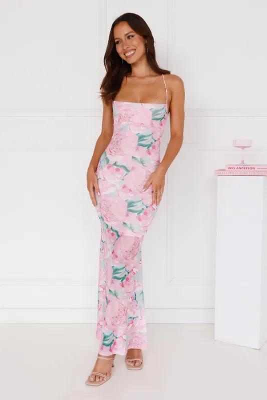 Time With You Mesh Maxi Dress Pink sold by Hello Molly