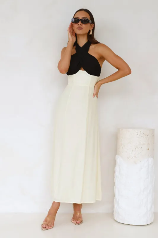 Paris Afternoon Halter Maxi Dress Cream sold by Hello Molly