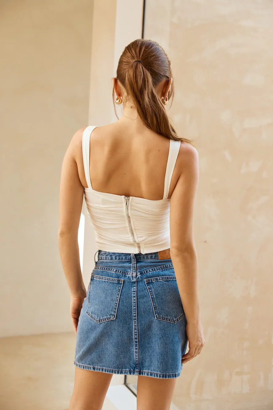 Tropical Splendor Linen Blend Top White sold by Hello Molly product image thumbnail 4