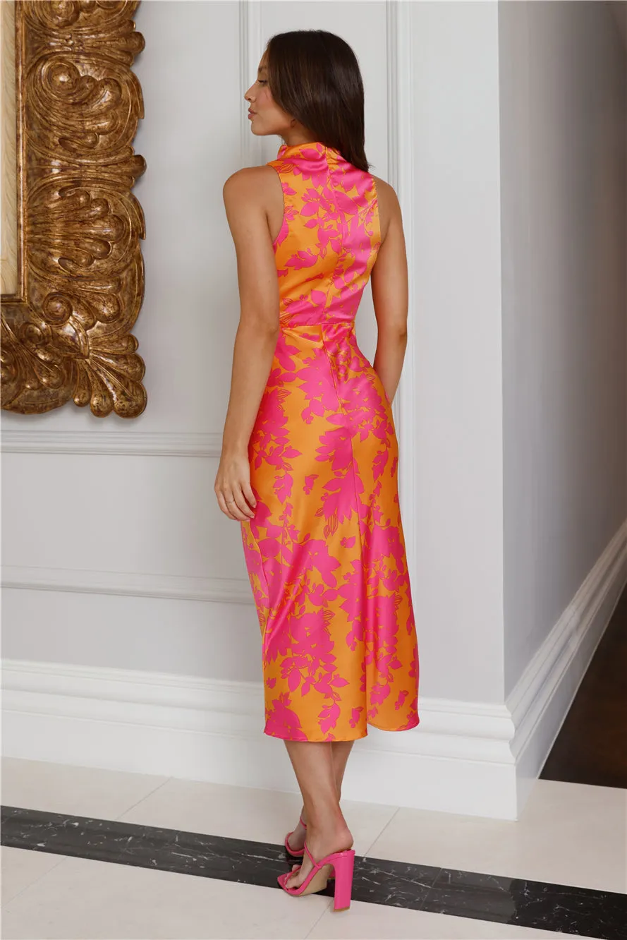 Famous Mindset Satin Midi Dress Orange sold by Hello Molly product image thumbnail 4