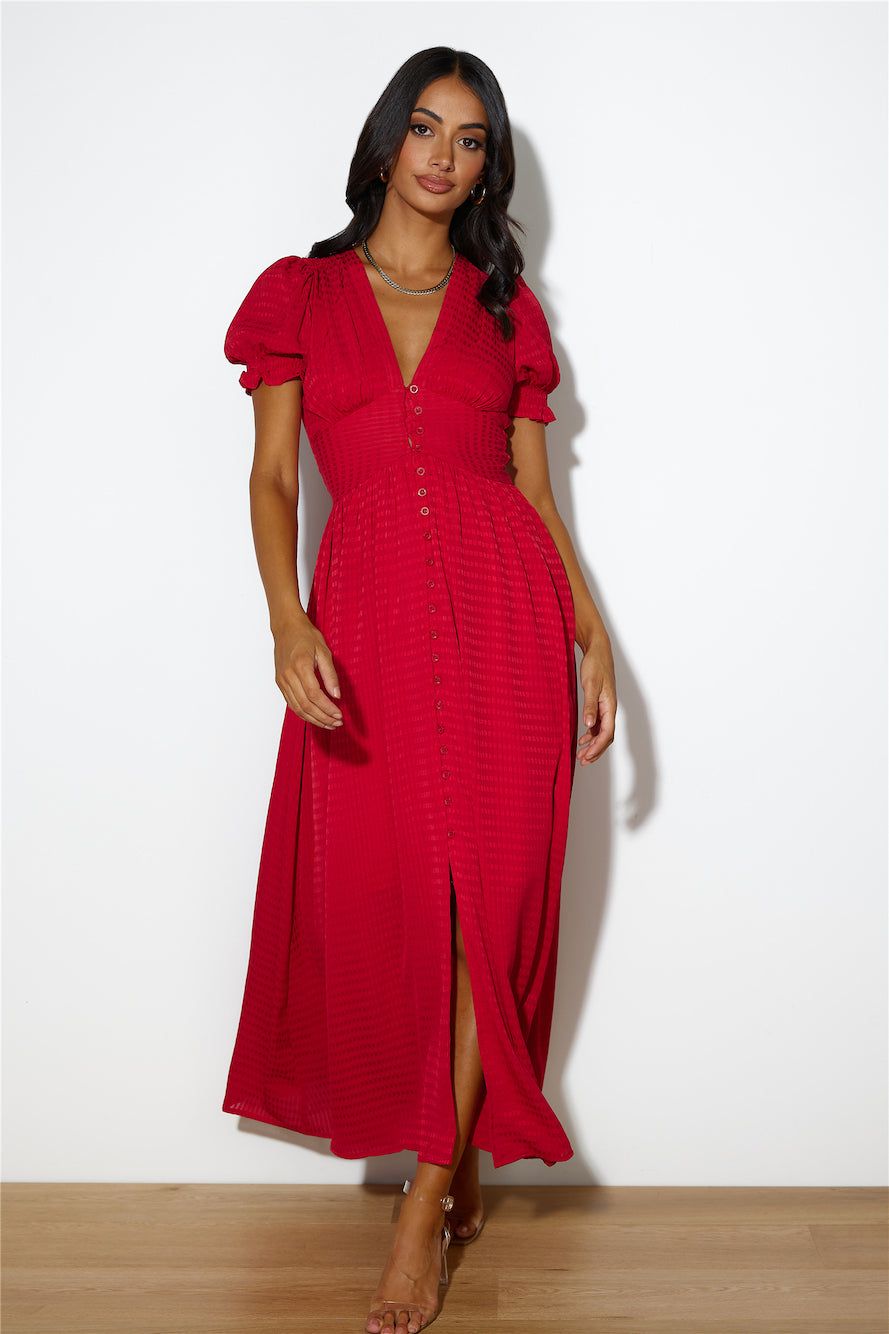 Downtown Brunch Maxi Dress Red sold by Hello Molly