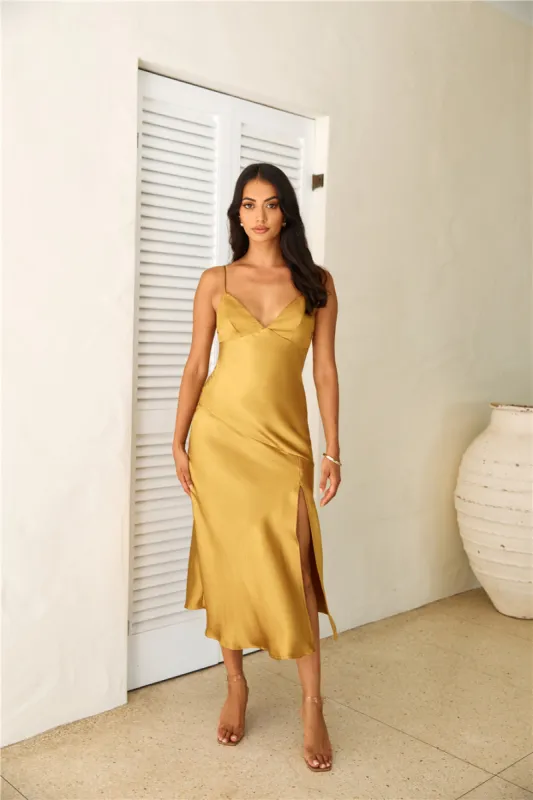 Asking For A Friend Midi Dress Mustard sold by Hello Molly