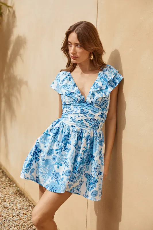 Midnight Bloom Mini Dress Blue sold by Hello Molly