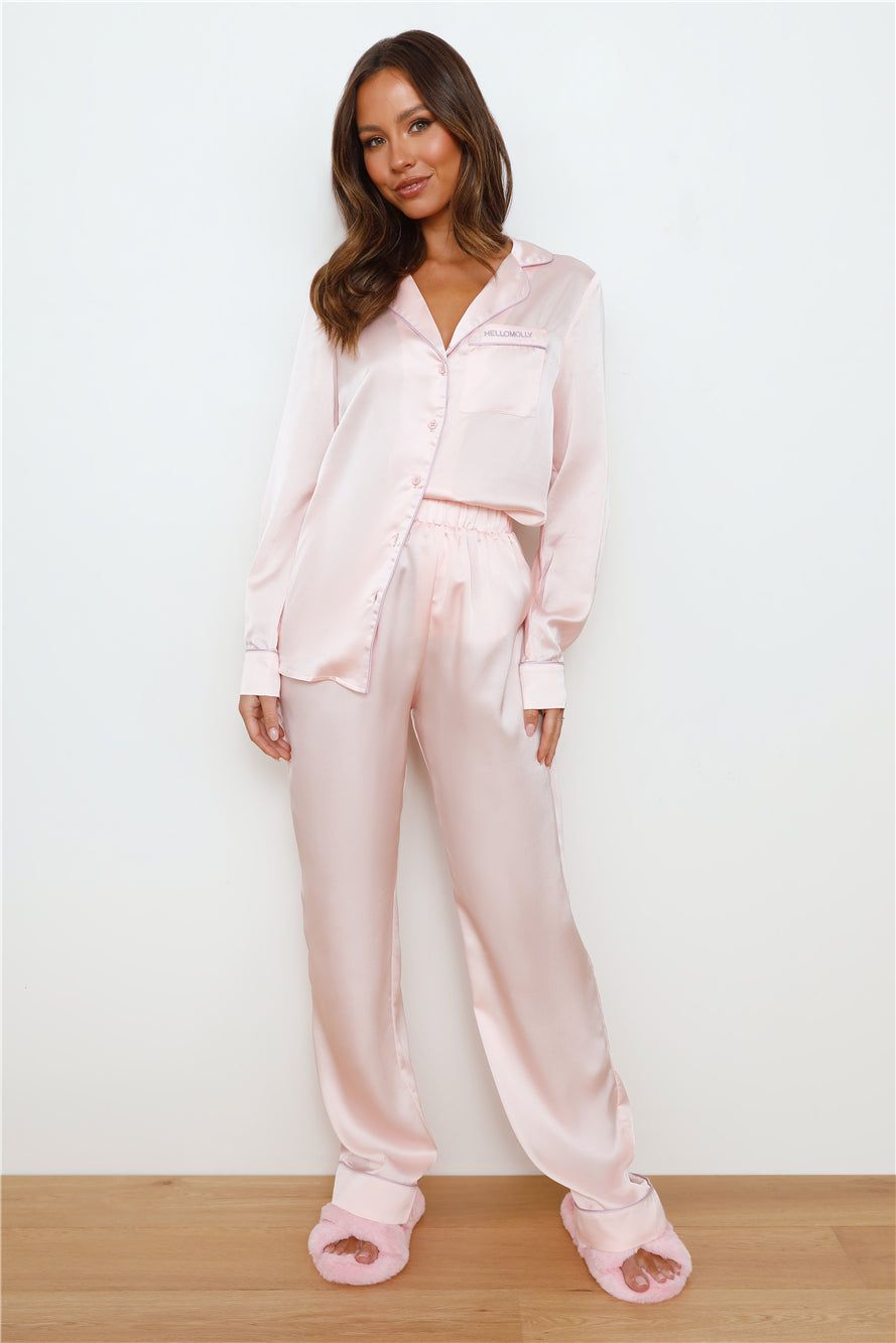 HELLO MOLLY Moonlight Hour Satin Pyjama Pants Pink sold by Hello Molly product image thumbnail 3