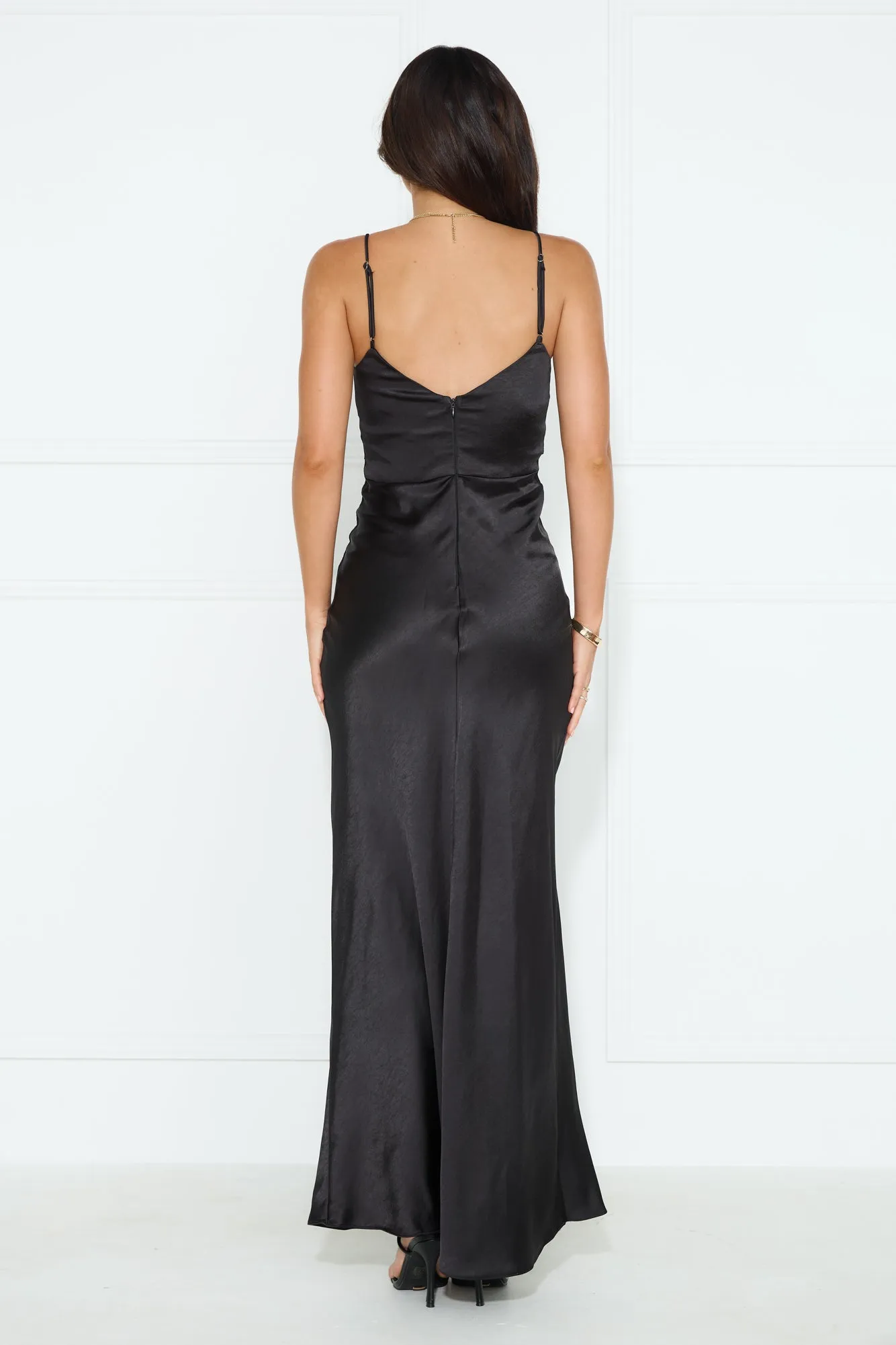 Getaway Events Satin Lace Maxi Dress Black sold by Hello Molly product image thumbnail 5