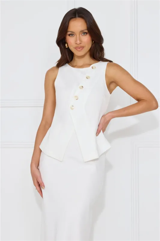 Days In Linen Blend Top White sold by Hello Molly
