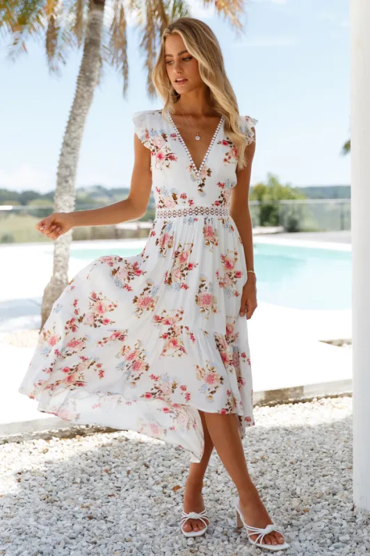 Drinks By The Water Midi Dress White sold by Hello Molly