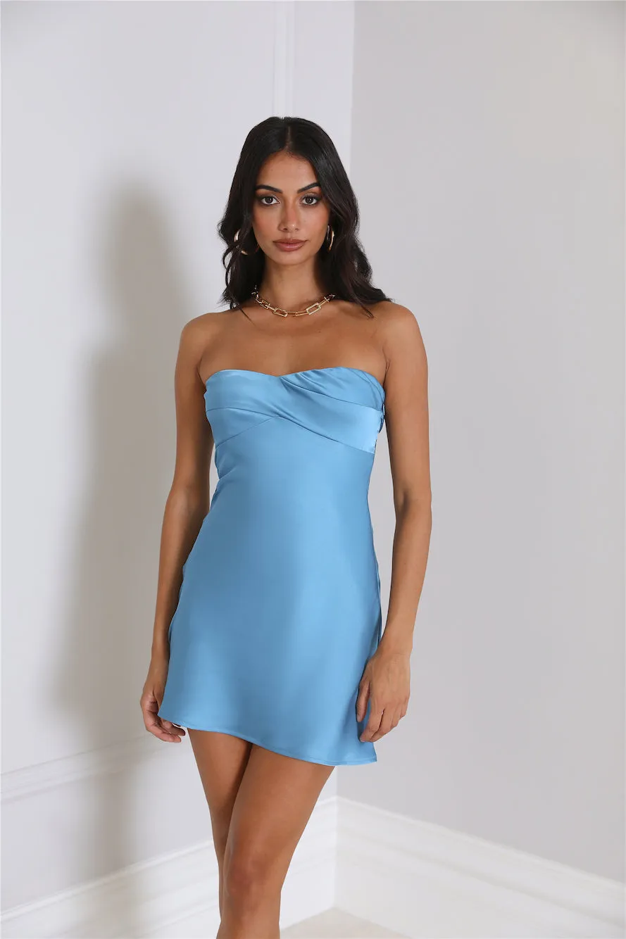 Style Slip Satin Mini Dress Blue sold by Hello Molly