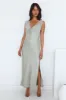 Gorgeous Vision Satin Lace Maxi Dress Sage sold by Hello Molly