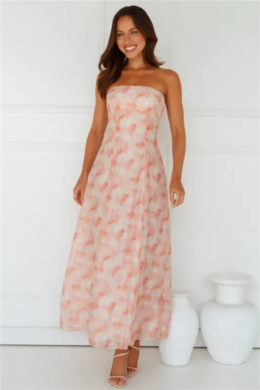 Greta Strapless Maxi Dress Pink sold by Hello Molly