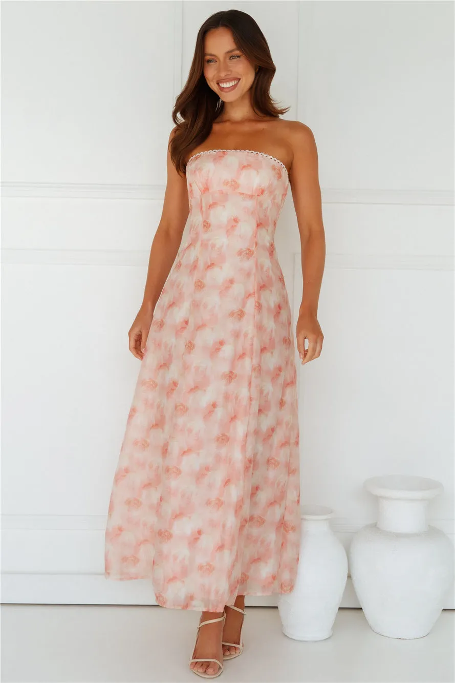Greta Strapless Maxi Dress Pink sold by Hello Molly