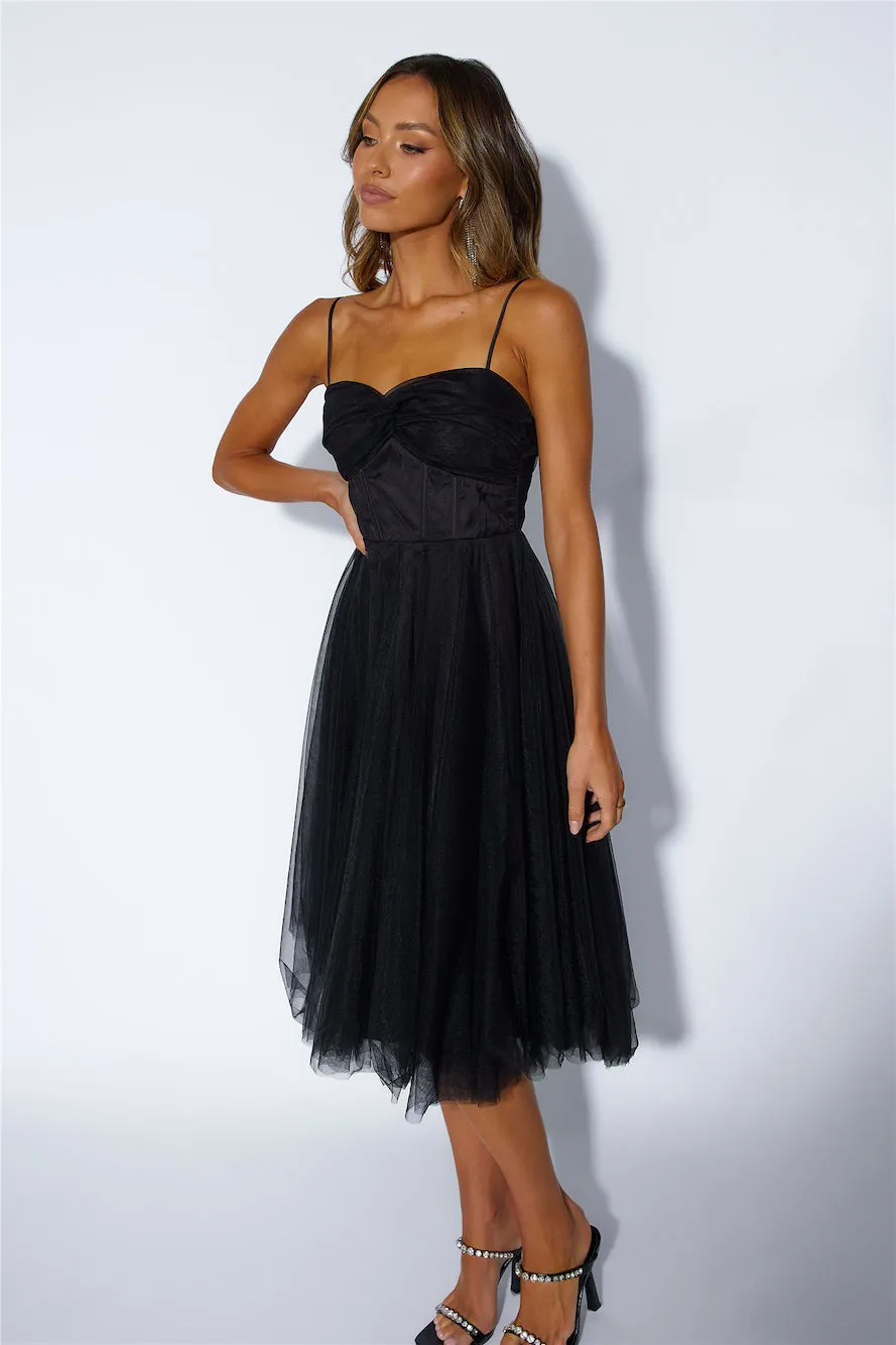 Glam Feeling Tulle Midi Dress Black sold by Hello Molly