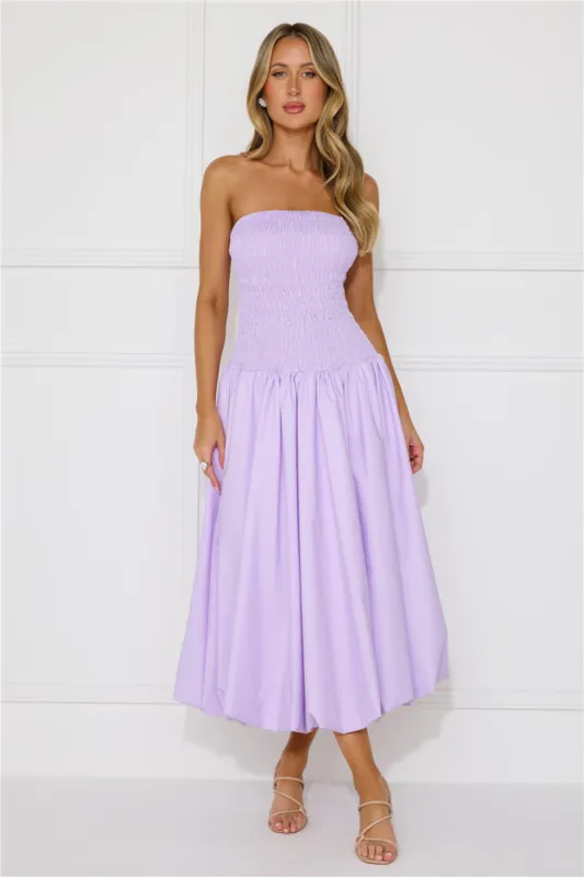 Modern Girl Style Strapless Bubble Midi Dress Lilac sold by Hello Molly