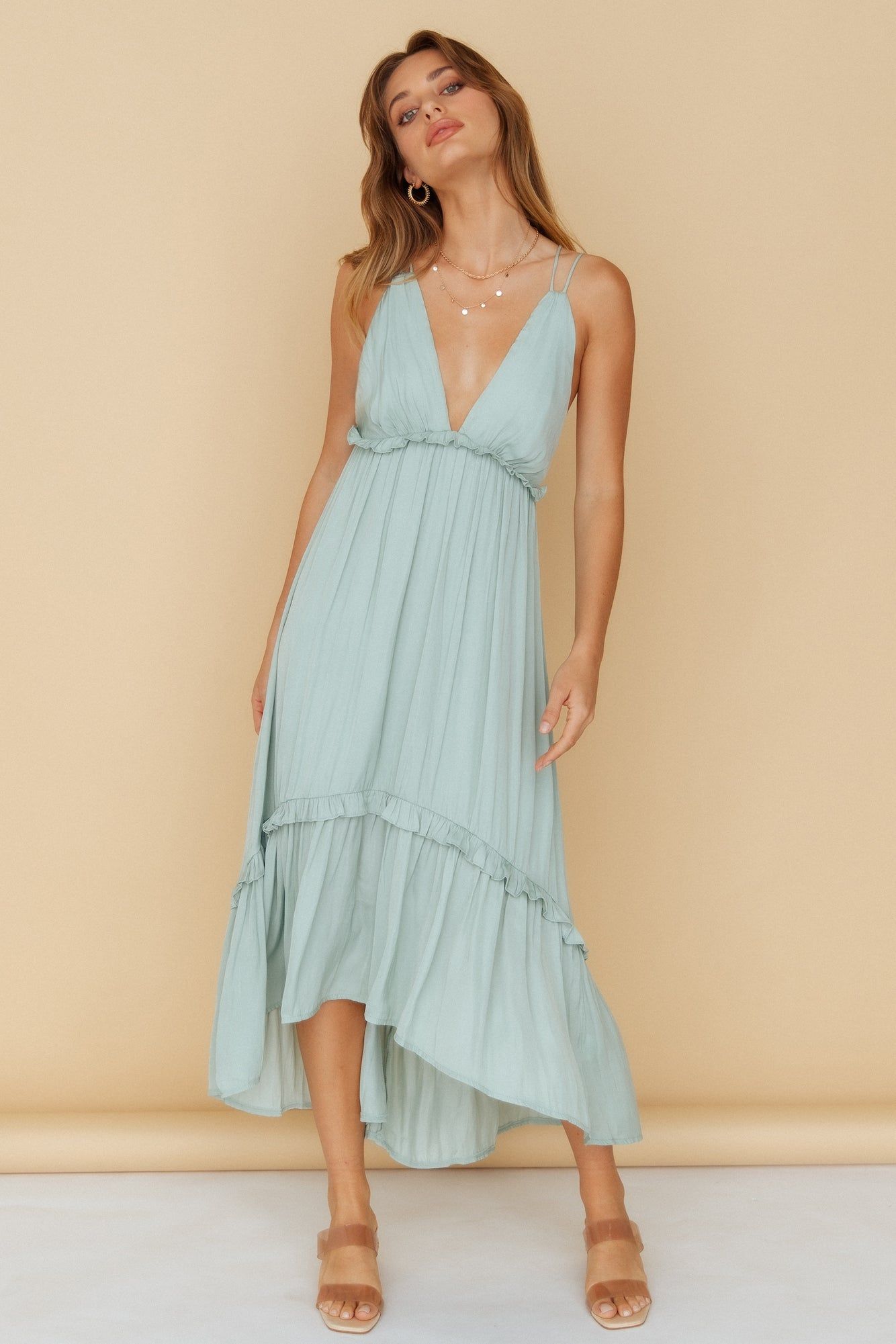 Falling Blossoms Midi Dress Pistachio sold by Hello Molly product image thumbnail 4