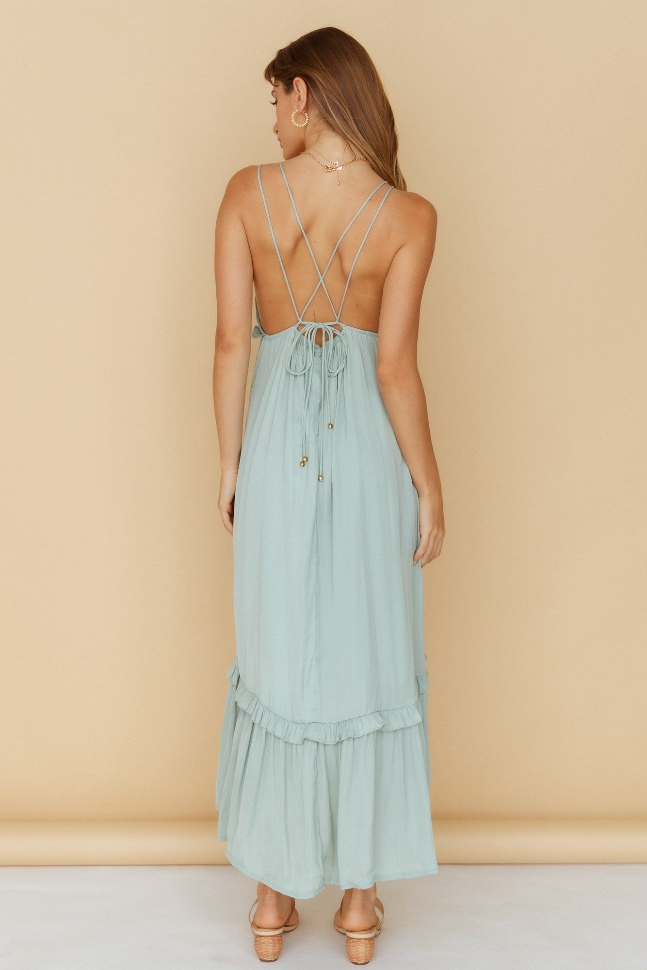 Falling Blossoms Midi Dress Pistachio sold by Hello Molly product image thumbnail 5