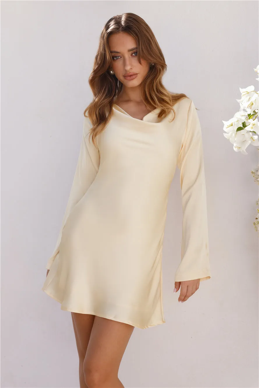 Embrace Simplicity Satin Long Sleeve Mini Dress Yellow sold by Hello Molly product image thumbnail 5