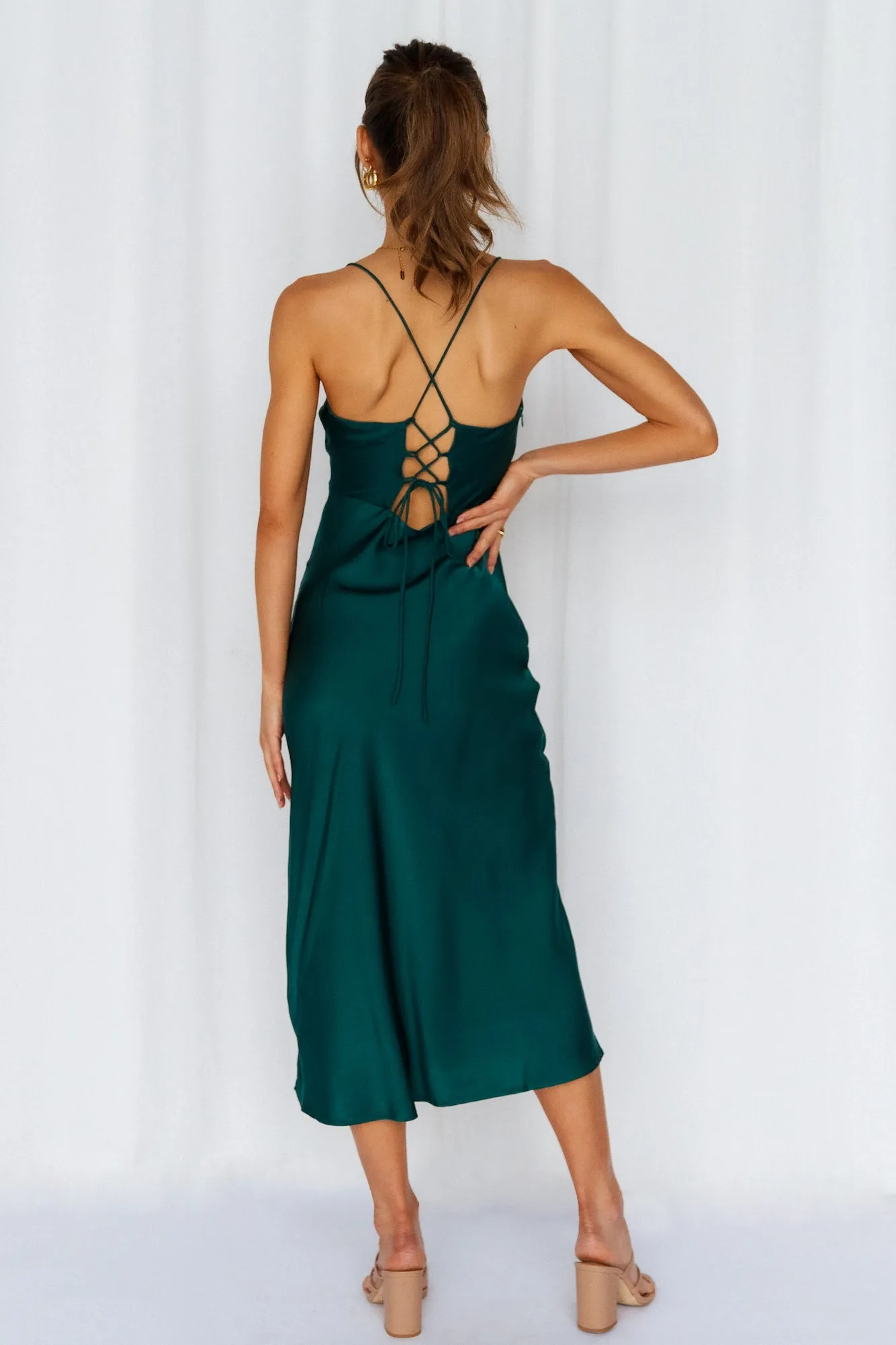 Crashing Prom Midi Dress Dark Green | Parallel Crashing Prom Midi Dress Dark Green | Parallel