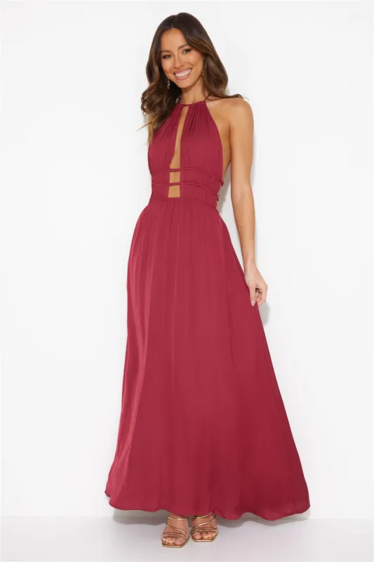 In The Maldives Maxi Dress Wine sold by Hello Molly