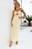 Forever Trend Strapless Satin Maxi Dress Yellow sold by Hello Molly