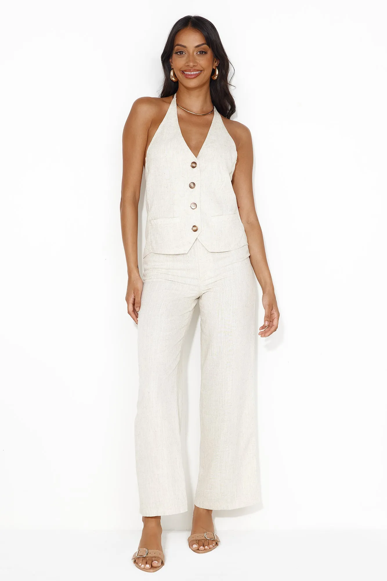 Country Retreat Linen Blend Vest Top Natural sold by Hello Molly product image thumbnail 5