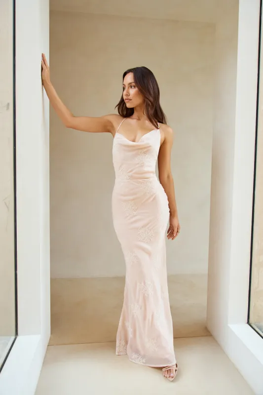 Sophisticated Beauty Maxi Dress Blush sold by Hello Molly