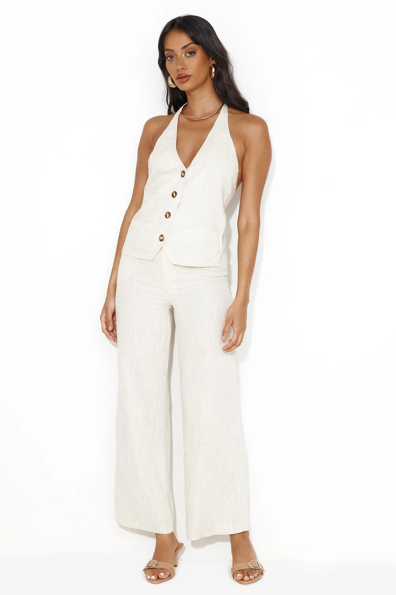 Country Retreat Linen Blend Vest Top Natural sold by Hello Molly product image thumbnail 3