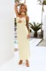 Forever Trend Strapless Satin Maxi Dress Yellow sold by Hello Molly