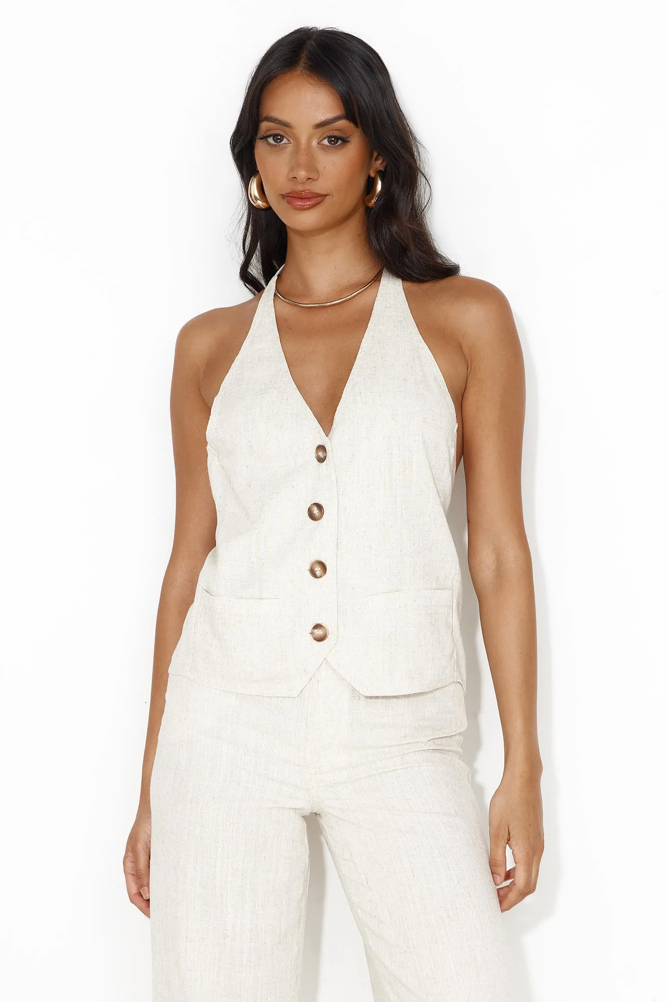 Country Retreat Linen Blend Vest Top Natural sold by Hello Molly