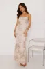 Glimmers Of Gold Mesh Maxi Dress Beige sold by Hello Molly