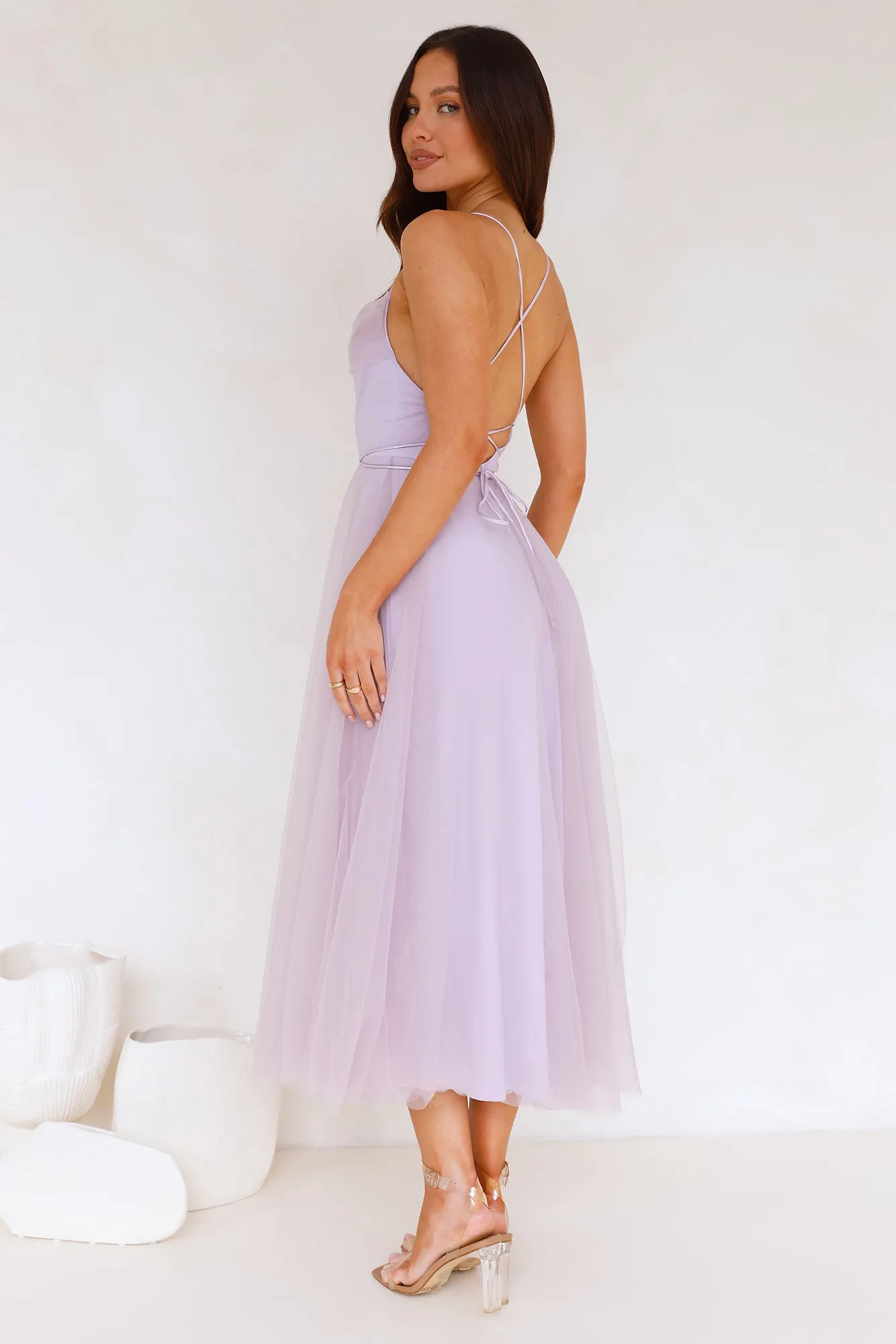 Signal My Way Tulle Midi Dress Lilac sold by Hello Molly product image thumbnail 4