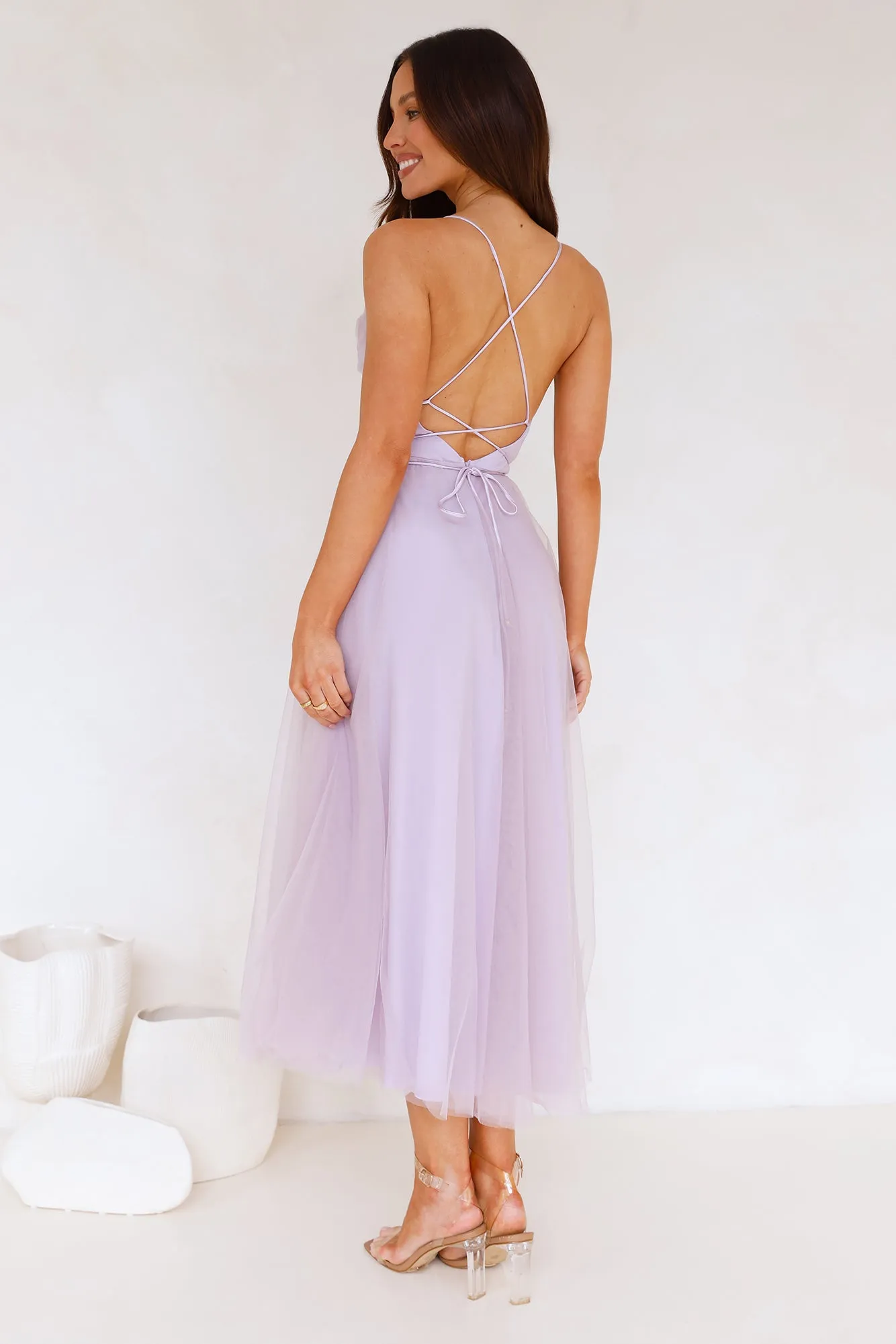 Signal My Way Tulle Midi Dress Lilac sold by Hello Molly product image thumbnail 5