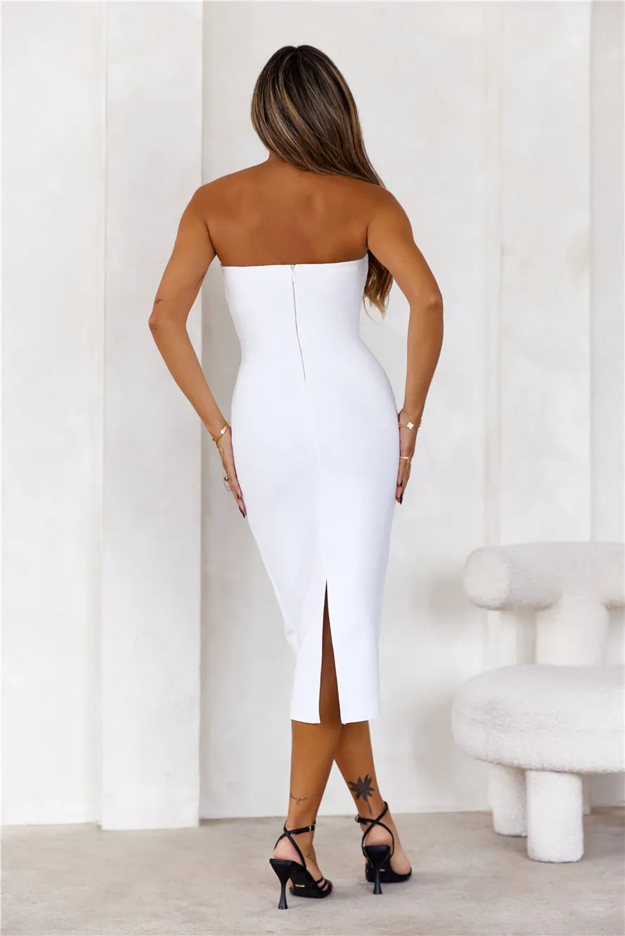 HELLO MOLLY Style Made Simple Strapless Bandage Midi Dress White sold by Hello Molly product image thumbnail 5