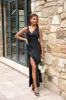 HELLO MOLLY The Loretta Cowl Satin Maxi Dress Black sold by Hello Molly