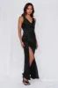 HELLO MOLLY The Loretta Cowl Satin Maxi Dress Black sold by Hello Molly