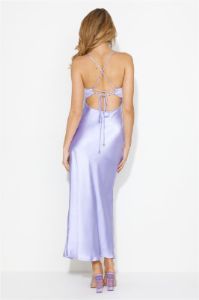 HELLO MOLLY Glasses Up Satin Slip Midi Dress Lilac sold by Hello Molly