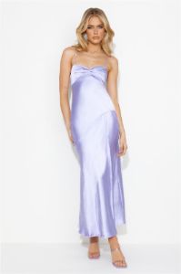 HELLO MOLLY Glasses Up Satin Slip Midi Dress Lilac sold by Hello Molly